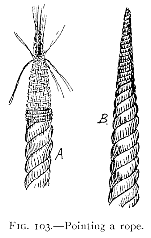 Illustration: FIG. 103.—Pointing a rope.